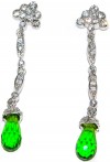 Forest! green/white topaz .925 silver earrings 2.1