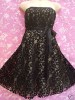 BNWT VINTAGE 50'S BLACK LACE GOLD BUSTIER PROM DRESS 12 