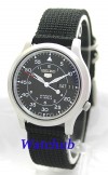 SEIKO 5 BLACK NYLON 21 JEWELS AUTOMATIC MEN'S WATCH 