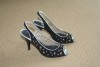 ALIMA LEATHER  STUDDED SLINGBACK SHOES HEELS UK 5 38 