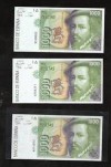 1000 PESETAS 1992 TRES BILLETES SIN SERIE PLANCHA 