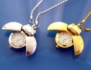 Two Ladybug Pendant Watch Necklace Christmas + Gift Bag 