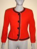 Vintage 80's Red Cashmere Wool Braided Military Jacket 