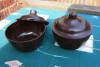 TWO VINTAGE BAKELITE POWDER BOWLS ART DECO DESIGN 