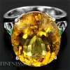 14ct MAJESTIC REAL GOLDEN QUARTZ EMERALD 925SILVER RING 