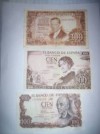 SPAIN, 3 BILLETES DIFERENTES, 100 PTAS 