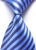 Blue Silk Stripe Woven Jacquard Man's Tie Necktie 