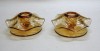 Fostoria Glass Amber Swirl Ruffled Candlesticks 1930's 