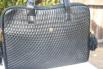 B KELBE BLACK QUILTED LEATHER BRIEF CASE HANDBAG TOTE 