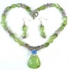 Moss Prehnite, Blue Topaz, Necklace & Earring Pendant  