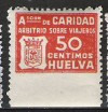 1934-SPAIN CIVIL WAR ASOCIACION CARIDAD HUELVA 50 CTS 