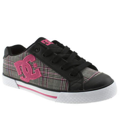 Womens on Dc Shoes Womens Black Pink Fabric Skate Trainers Size 3   Vendido En