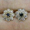 REAL! BLACK SAPPHIRE 14K COATING 925 SILVER EARRINGS NR 