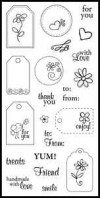 New FISKARS 25 Clear Stamp Set TERRIFIC TAGS 