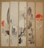 S744 Japanese painting. TANZAKU. Crane, HOTEI, Plum. 