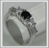 Cool Sapphire & White Topaz Silver Gemstone Ring Size6 