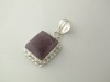 FREE SHIPPING LAVENDER AMETHYST SILVER PENDANT 1.5 IN 