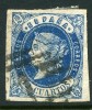 SPAIN: 1862 classic Isabella imperf issue 12c. Postmark 