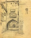 Dibujo lápiz.Arco del Deán antes restauración.Zaragoza 