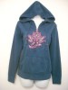 LUCKY BRAND Embroidered Lotus Flower Peace Hoodie Large 