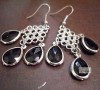Black Dewdrop Tassel Silver Color Fashion Earrings P413 