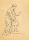 Dibujo a tinta al estilo de Flaxman.Personaje femenino 