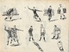 Dibujo a tinta. Título: Apuntes de partido de fútbol 