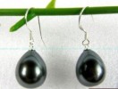 Sea Shell Black Pearl Drop CHANDELIER DANGLE Earrings 