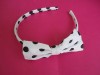 White Black Point Hair Band Headband Head bow A22 