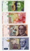 4 Billetes de 1992 SIN SERIE MISMA NUMERACION SIN CIRC. 