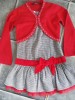 TUTTO PICCOLO DOGTOOTH & RED DRESS & RED BOLERO 3 YRS 