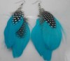 lady Fashionable blue Feather Handmade Dangle Earrings 
