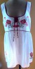 LUCKY BRAND Cream + Red Linen Embroidered Top  - Sz L 