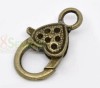 20 Bronze Tone Heart Lobster Clasps 26x13mm 
