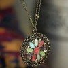 Elegant Colorful Petal Lotus Retro Long Necklace NEW 