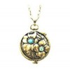 Golden Color Retro Gypsy Flower Pendant Long Necklace 