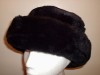 JET BLACK FAUX FUR FURRY ROUND ELEGANT SKI HAT 58CM 