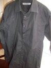 MENS BLACK LONG SLEEVE STRETCH SHIRT, REISS, MEDIUM 40