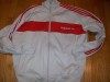 Large retro Adidas Trefoil Tan cream track jacket shirt zipper-front 