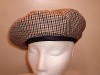 WEIRD BLACK BEIGE GREEN CHECK PANELLED HAT / BERET 59cm 