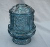 Indiana Glass Blue Stars and Bars Fairy Lamp light Candle Holder 