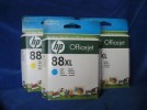 3x HP OFFICEJET 88XL INK CARTRIDGES - CYAN & YELLOW 