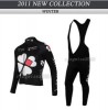 WINTER CYCLING JERSEY+BIB PANTS 2011 FDJ BLACK 