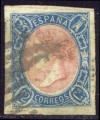 SPAIN #69 (Ed 70) Used - 1865 12c Blue & Rose 
