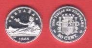 España/Gobierno Provisional  20 Céntimos 1.869 #6-9 Plata KM#650(Y55) SC REPLICA 