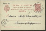 Spain old postal stationery postcard to Belgium 1910 