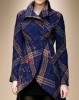 Desigual Wollplaid gesäumten Perlenstickerei Patch Damen Coat Gr 44 D10 