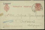 Spain old postal stationery postcard to Belgium  1919 