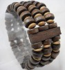 M1054 vogue 3 rows wooden bead chain stretch charm bangle bracelet 