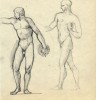 Dibujo a lápiz. Título: Atletas de la Grecia clásica, 